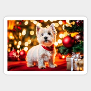 Cute Westie Dog with Christmas Gifts Magnet